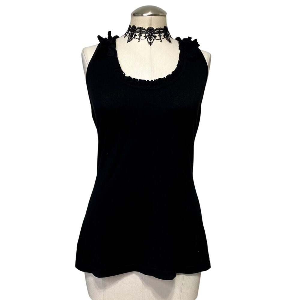 Vtg Y2k Self Esteem Ruffle Bow Gothic Emo Grunge Tank Top